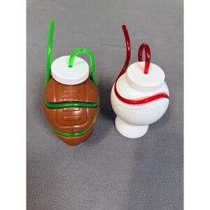 Krazy Straws Football & Baseball Plastic Cups
